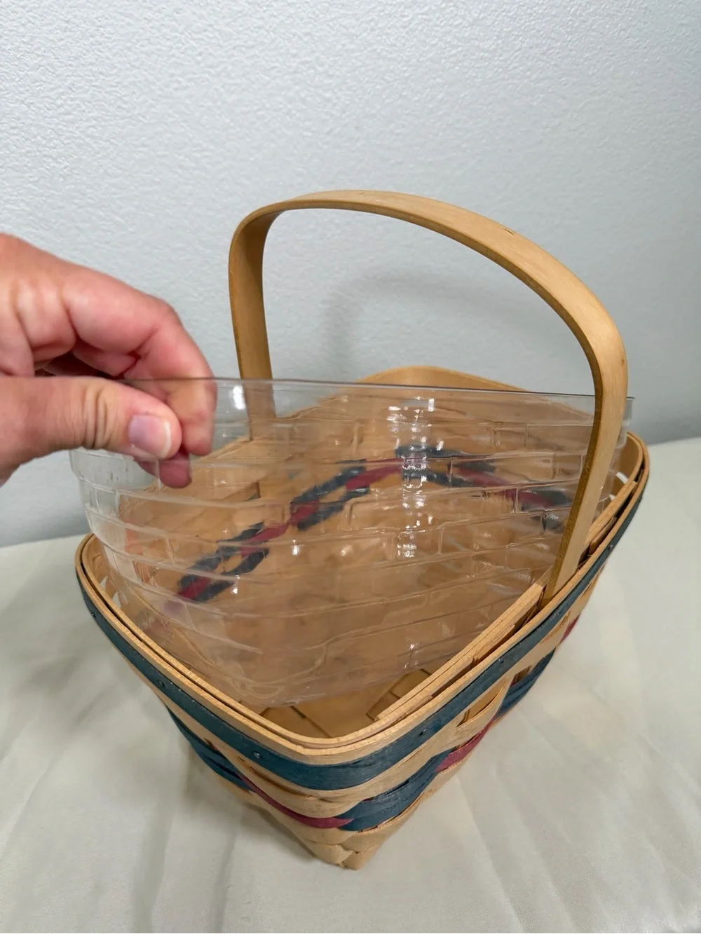 Vintage 1991 Longaberger All Purple Basket Natural Wood Spring Easter Trim 9.5x5